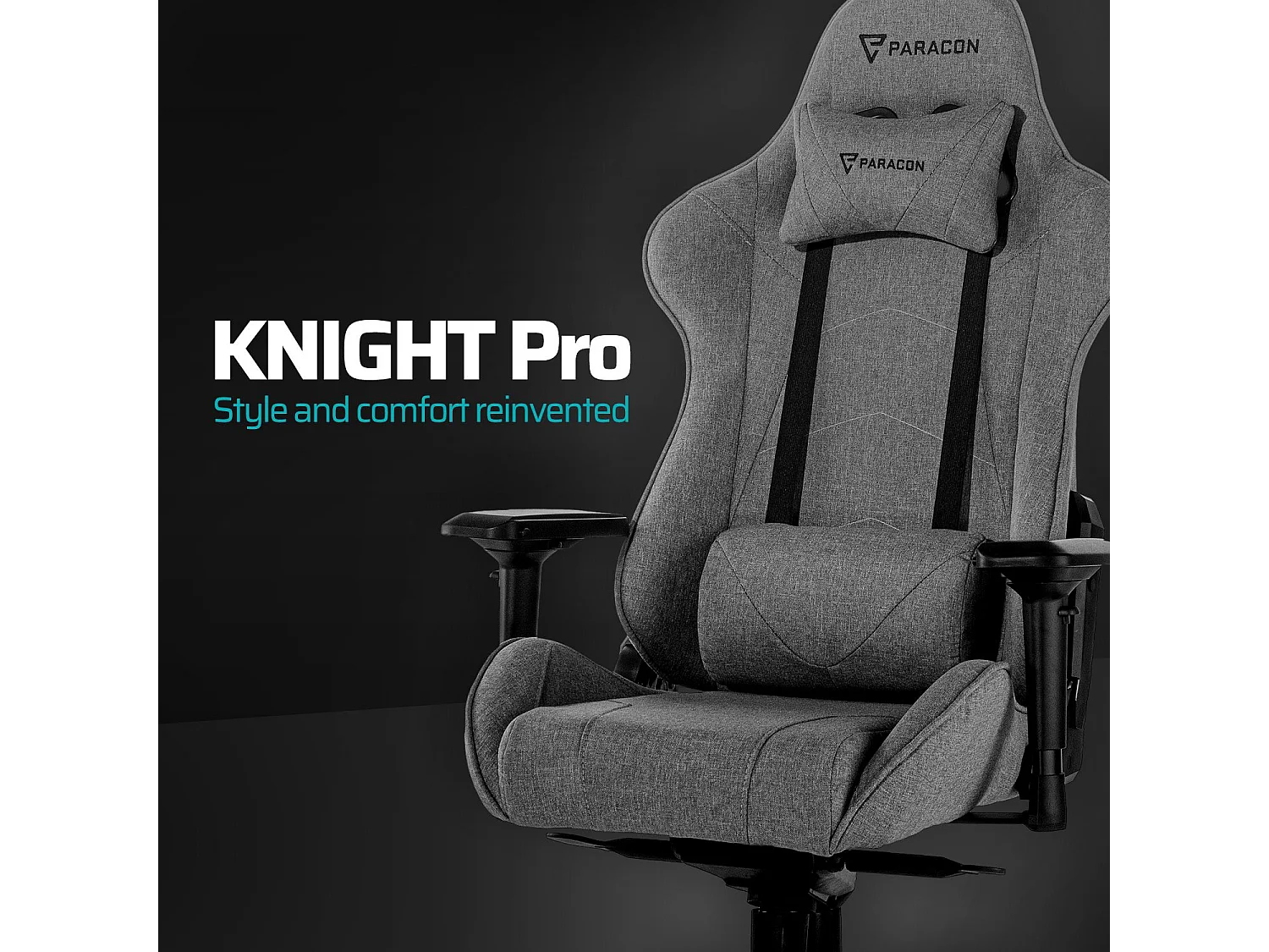 Paracon Knight Pro Gamin Stuhl inkl. Nackenkissen und Lendenstütze grau.