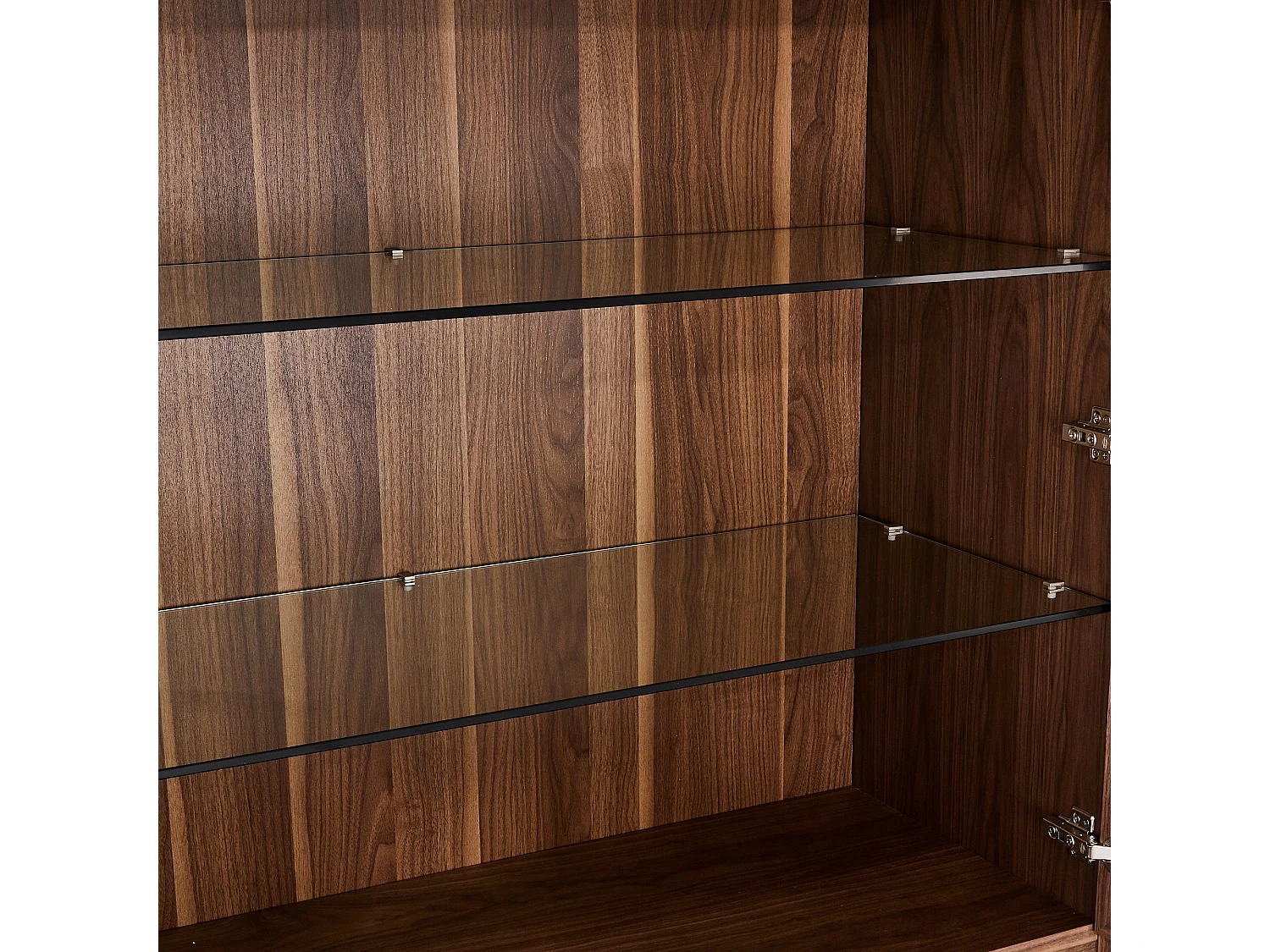 Tori vitrinekast 2 glazen deuren, 2 lades, 2 deuren walnoot fineer, zwart.