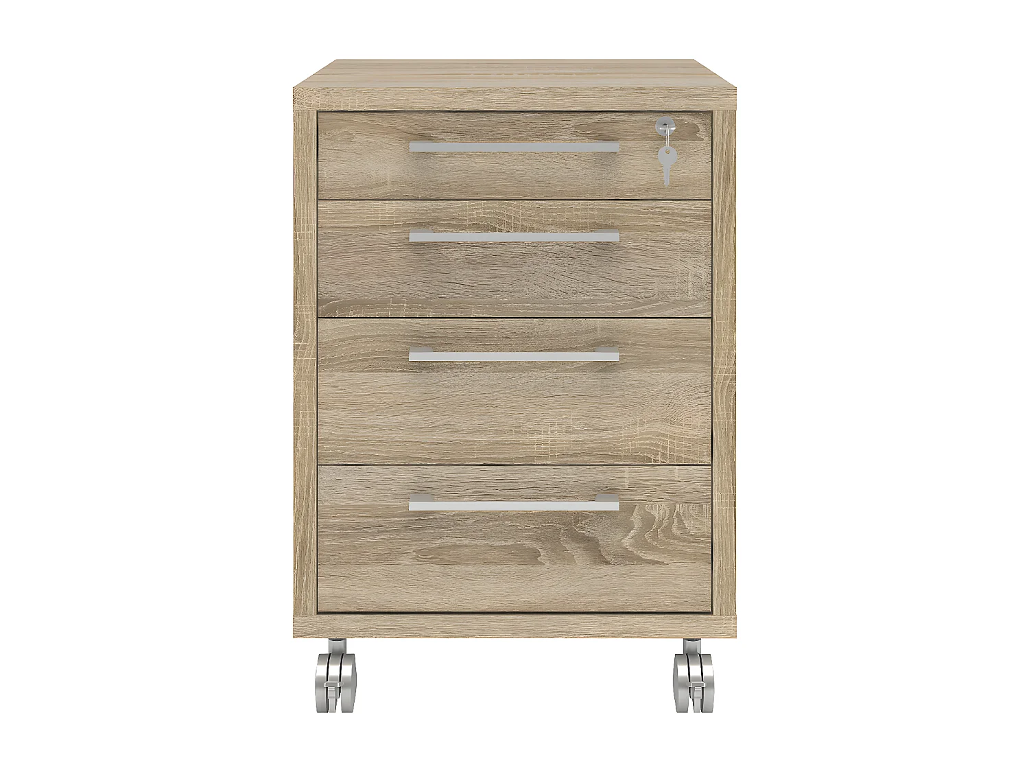 Prisme Commode B à 4 tiroirs, imitation chêne.