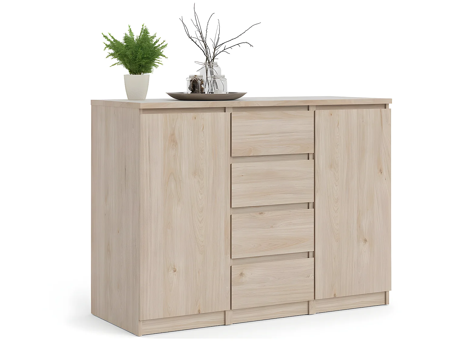 Nada Buffet 2 portes et 4 tiroirs, teinte Hickory.