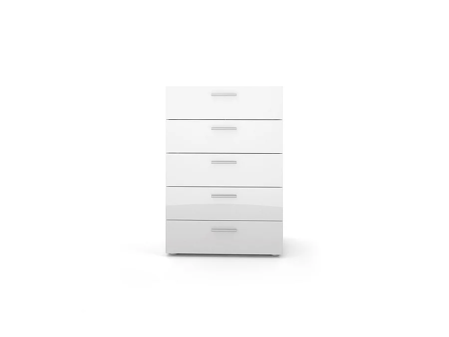 Petra kommode 5 lades eiken decor en wit hoogglans.