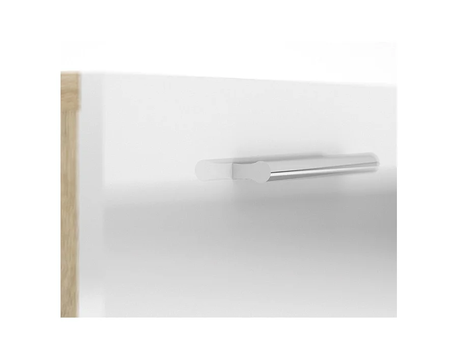 Petra kommode 5 lades eiken decor en wit hoogglans.