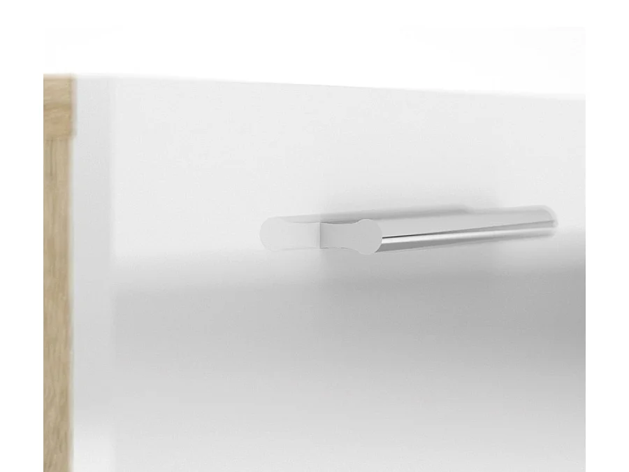 Petra kommode 5 lades eiken decor en wit hoogglans.