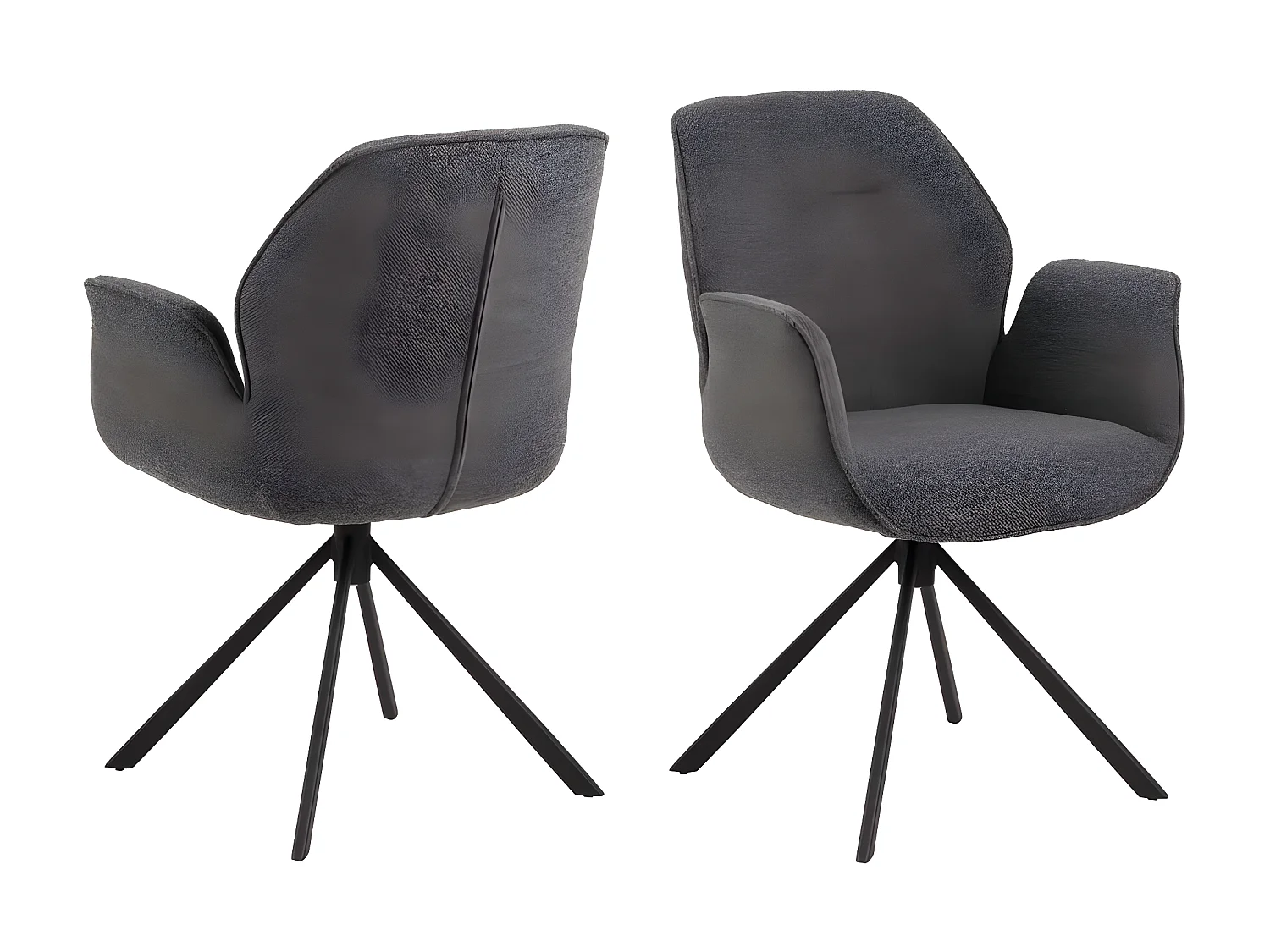 Aura chaise de salle à manger avec accoudoirs gris.