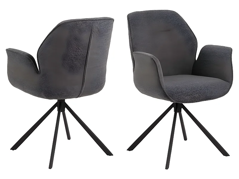 Aura chaise de salle à manger avec accoudoirs gris.