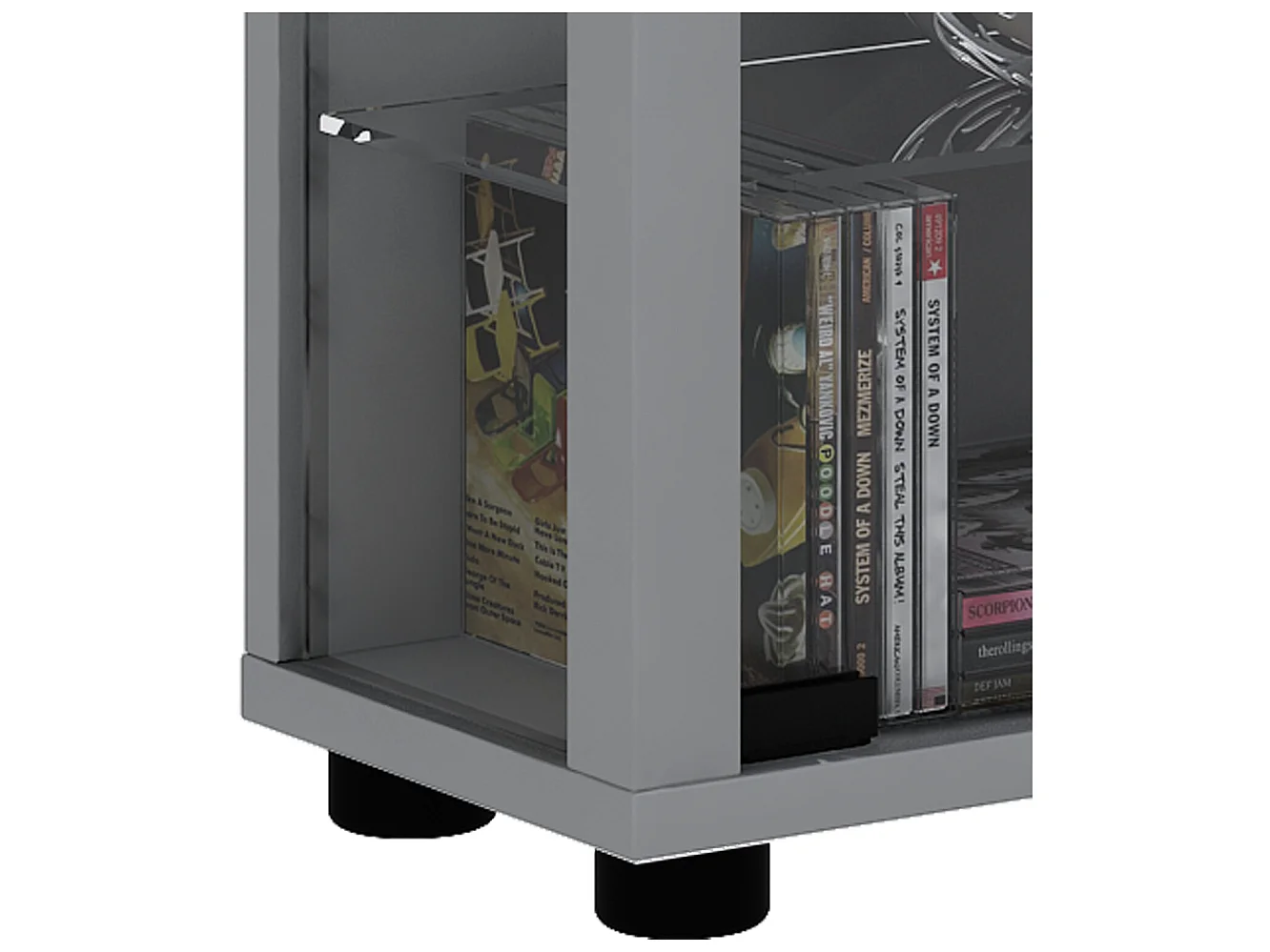 Lumo Maxi Vitrinenschrank 2 Glastüren, Glasvitrinen mit LED-Leuchten Silberfarbig.