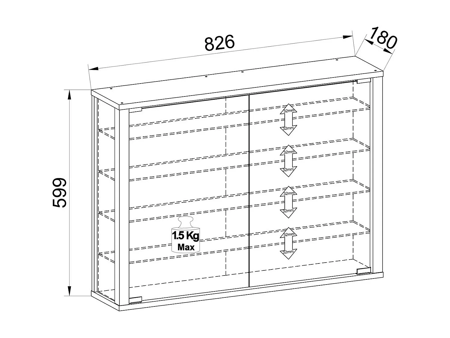 VCM vitrine murale vitrine suspendue vitrine murale vitrine en verre Vitrosa L (blanc)