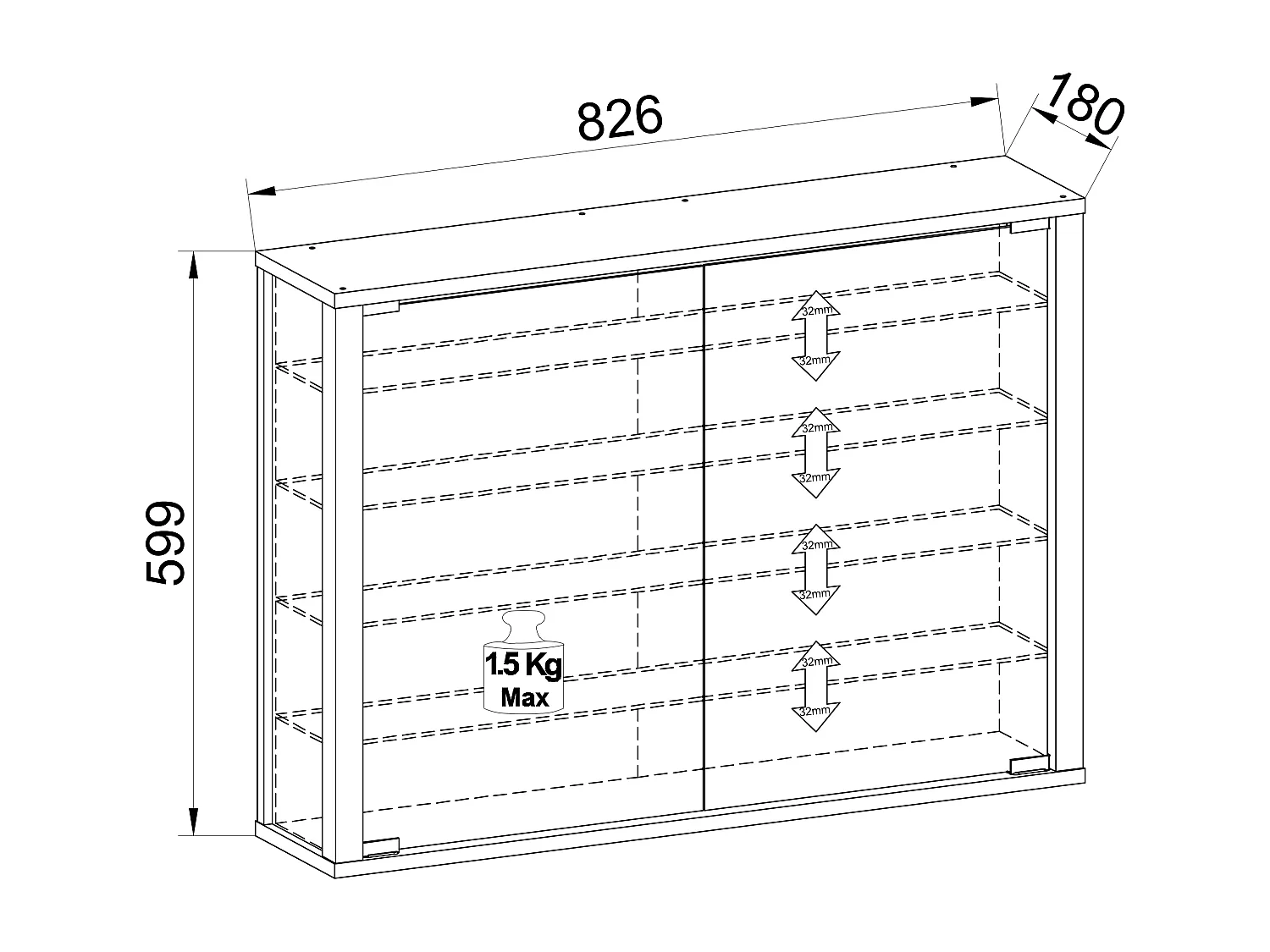 Wandvitrine Glasvitrine Vitrosa L