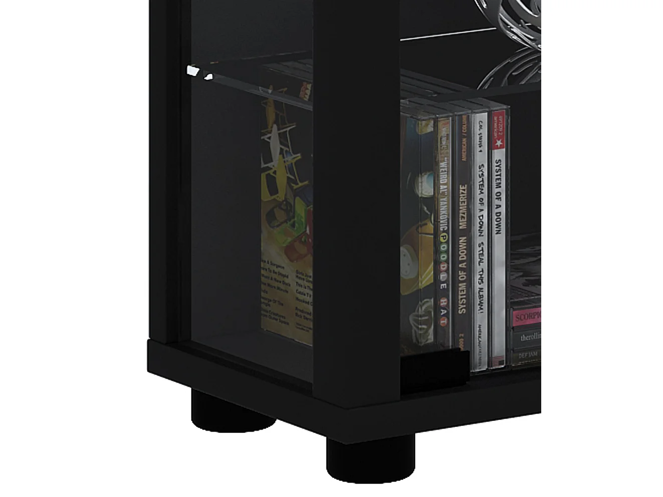 Lumo Maxi Vitrine éclairage incluss LED, 8 tablettes en verre, noir.