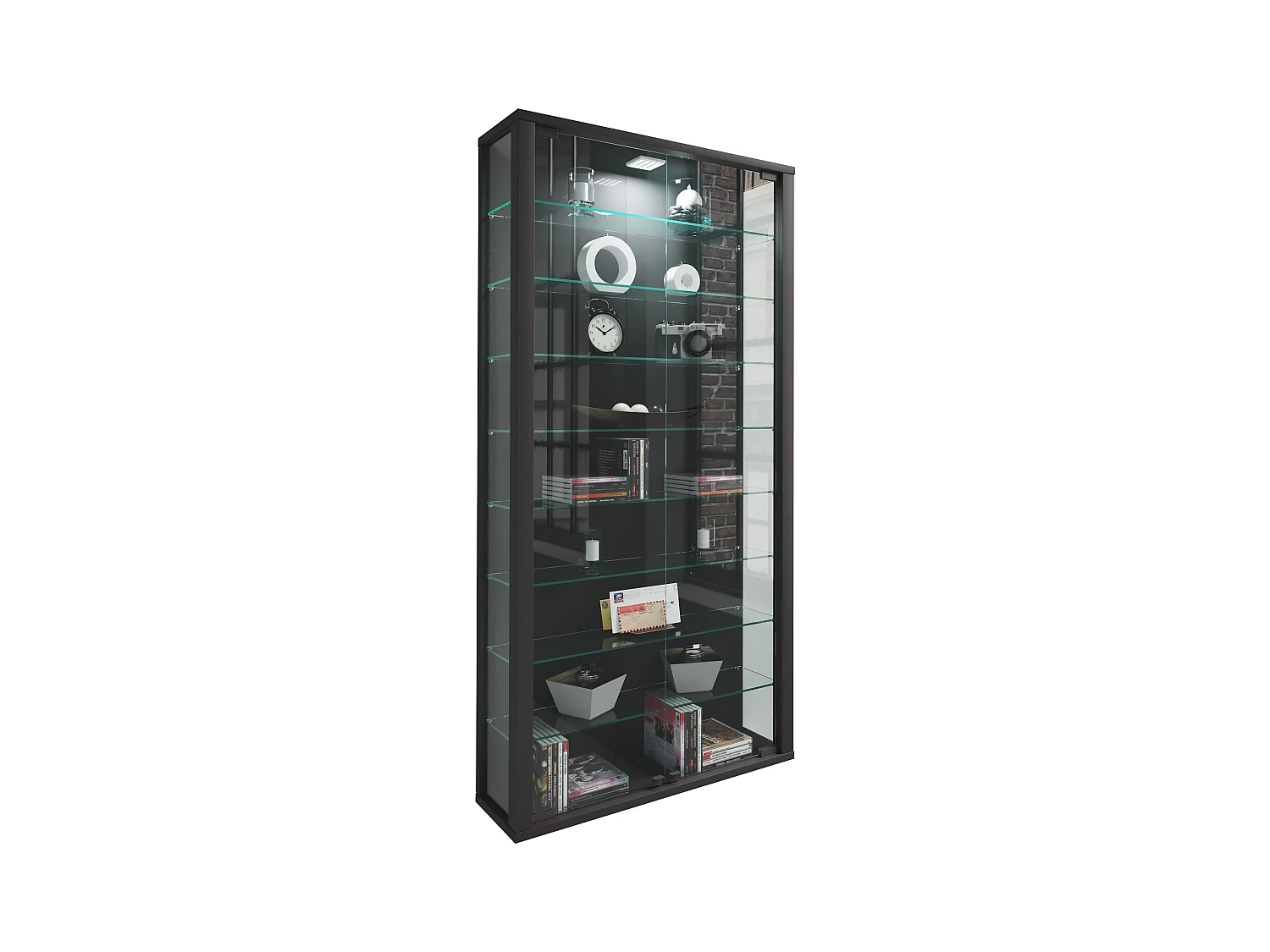 Caixa de exposição de vidro VCM pendurada | Vitrine de vidro com vidro de segurança ESG | Dimensões: A. 114 x L. 59 x P. 18 cm | Vitrosa Maxi (Preto)