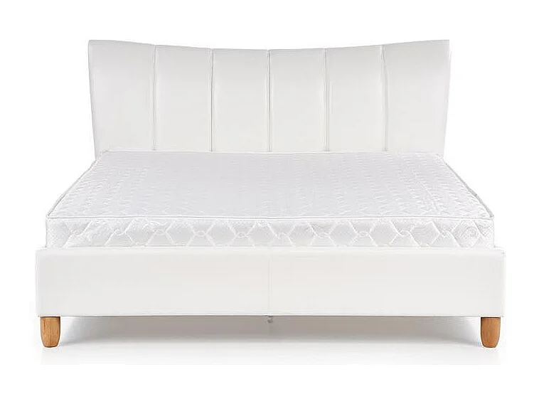 Lit design simili cuir blanc 160 x 200 Sandie