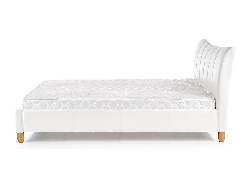 Lit design simili cuir blanc 160 x 200 Sandie