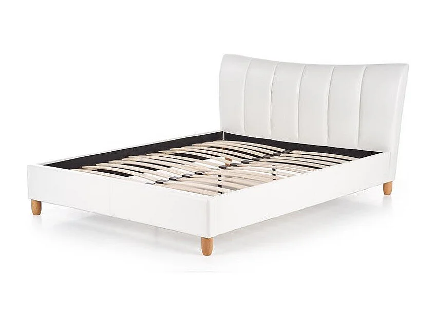 Lit design simili cuir blanc 160 x 200 Sandie