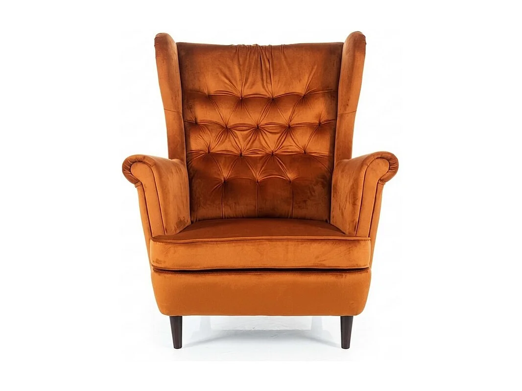 Fauteuil bergère capitonné en velours cannelle Jolt