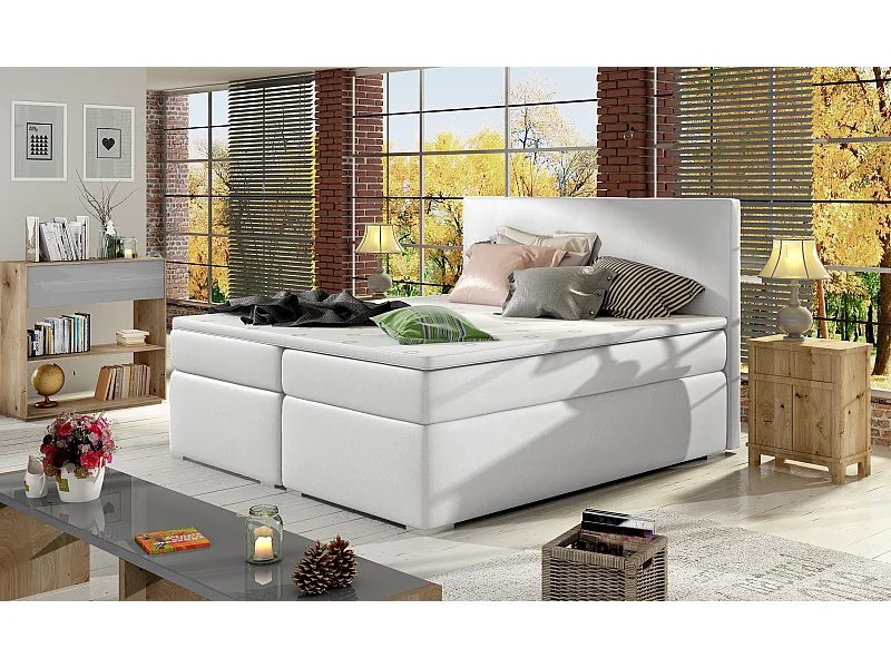 Box Spring Letto Silvano L (180x200)/Tessuto-Bianco