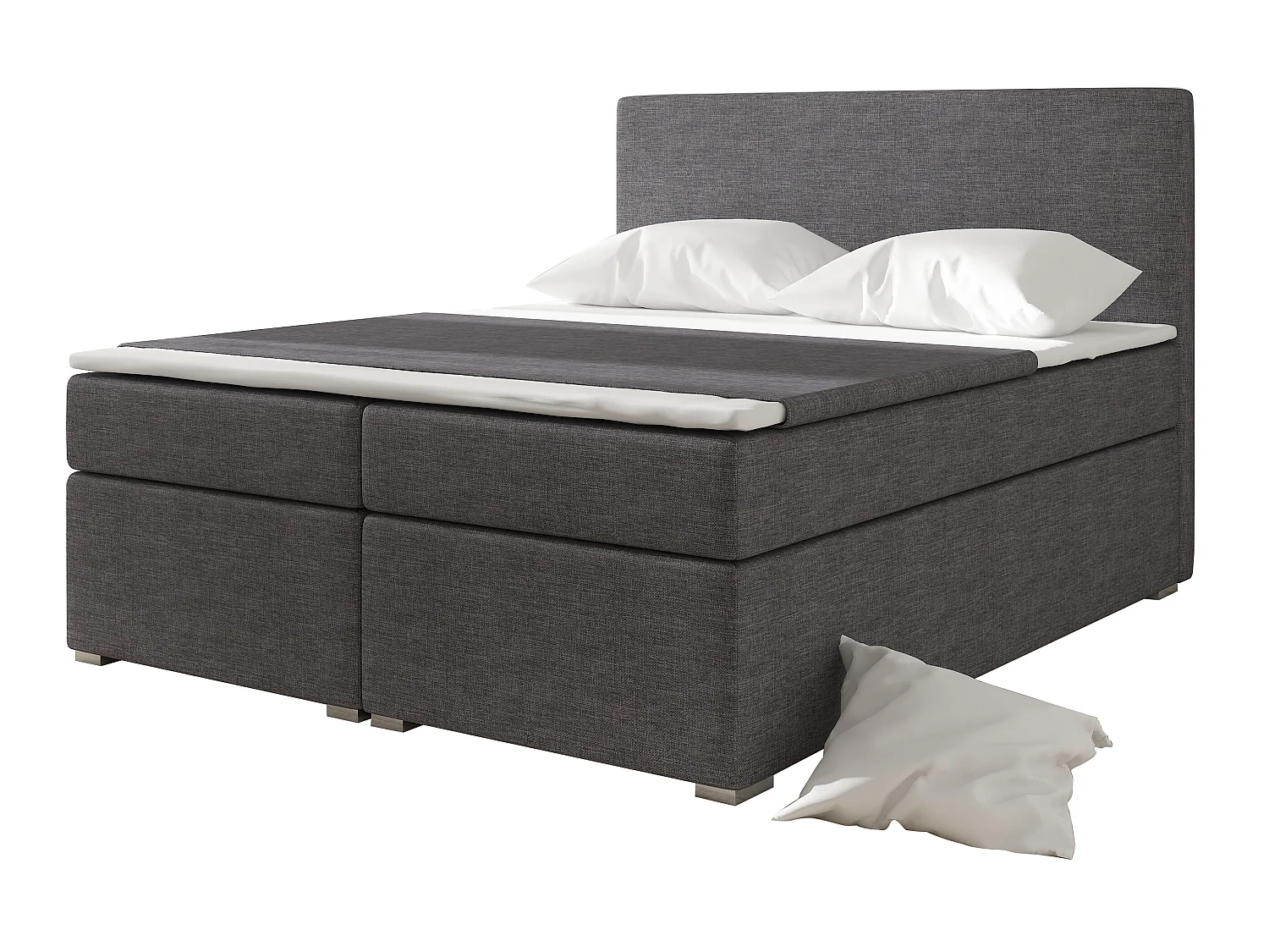 Boxspringbett Silvano L (180x200)/Stoff-Grau