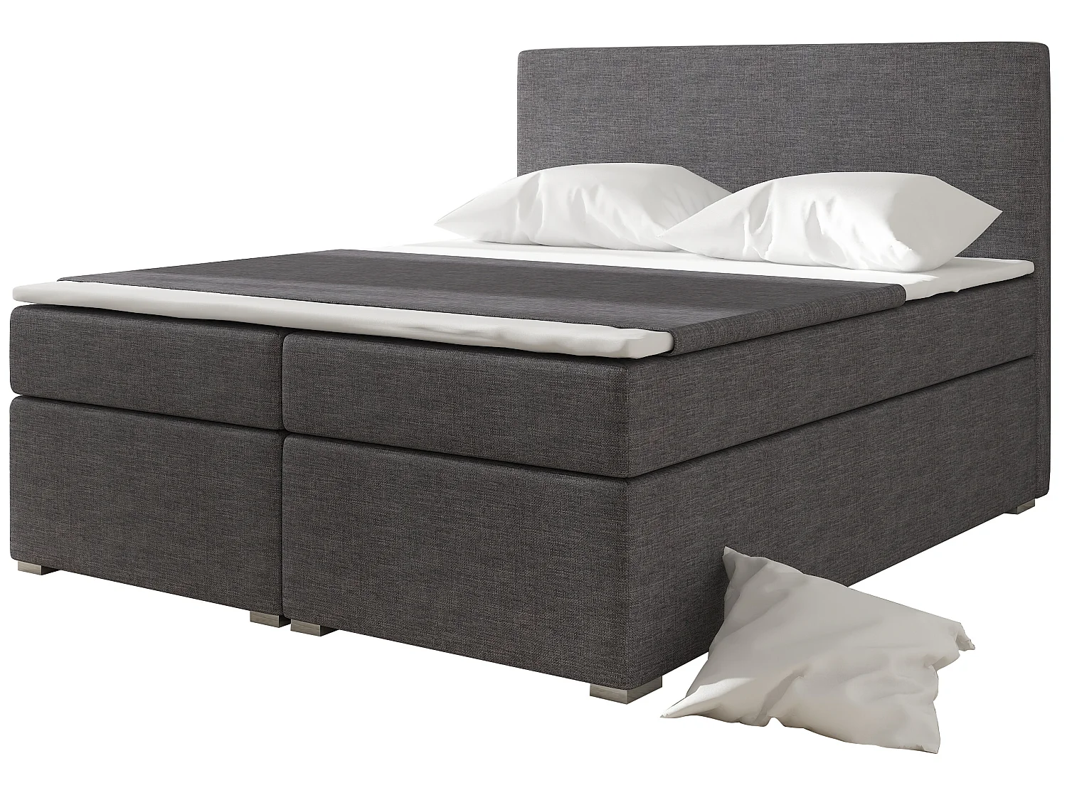 Box Spring Letto Silvano L (180x200)/Tessuto-Grigio