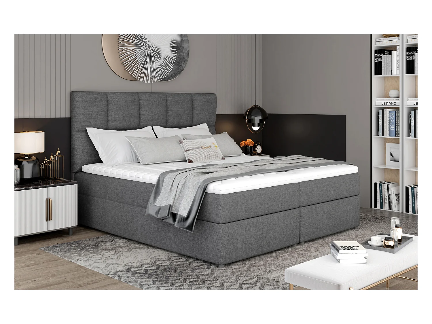 Box Spring Letto Madeira L (180x200)/Tessuto-Gris