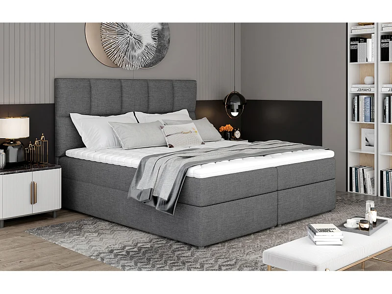 Boxspringbett Madeira L (180x200)/Stoff-Grau