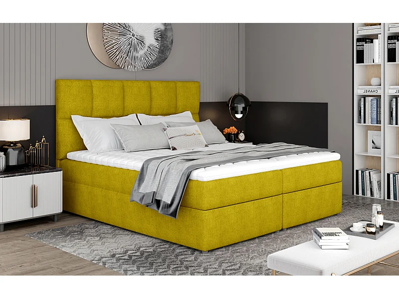Boxspringbett Madeira M (160x200)/Stoff-Gelb