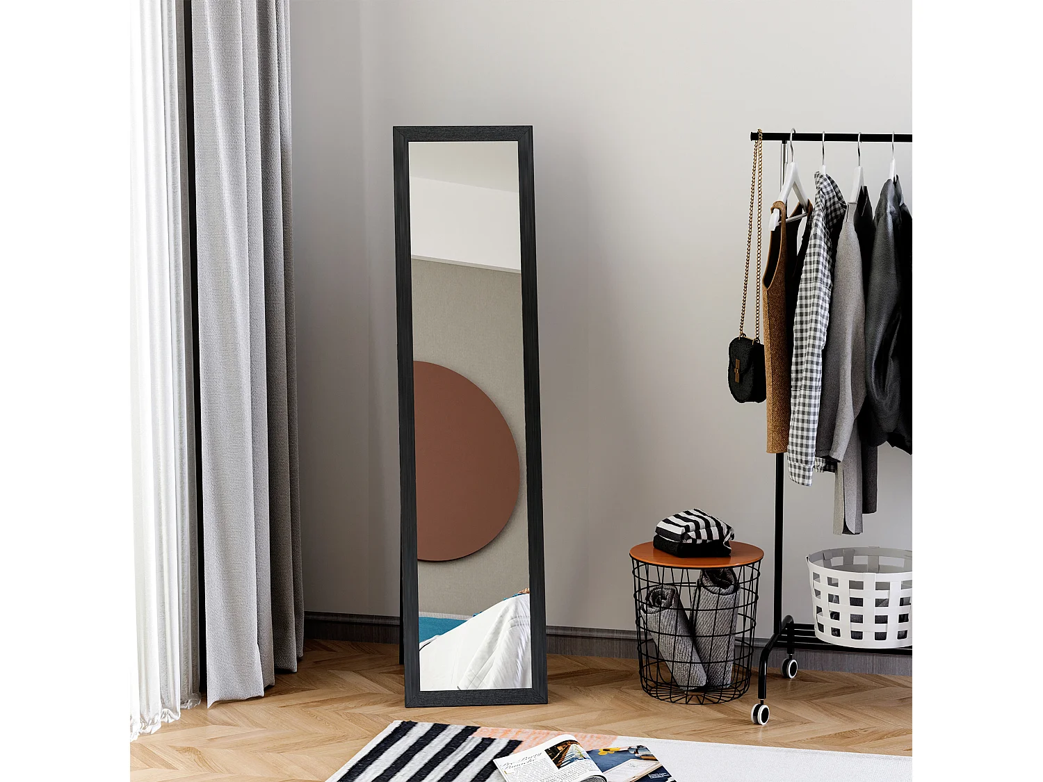 Espejo de pie negro 37x37x154 cm HOMCOM