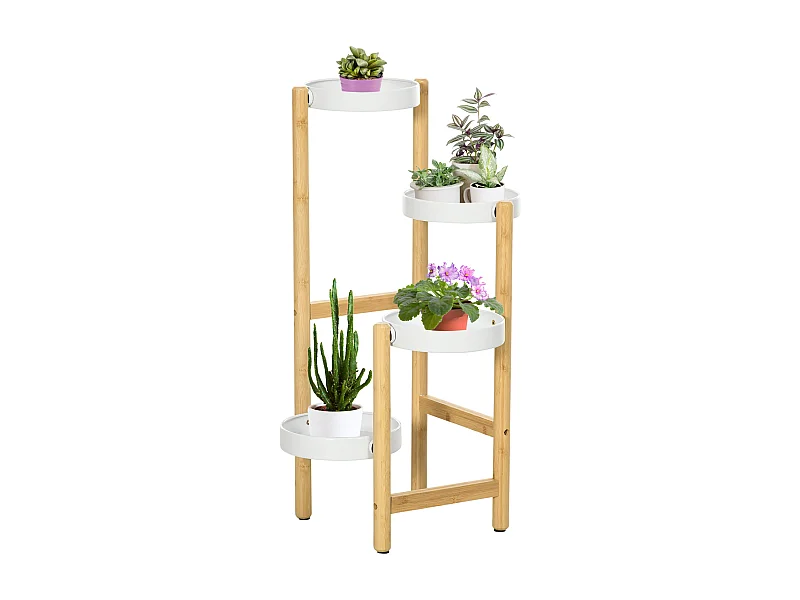 Soporte para plantas natural y blanco 28x28x80 cm Outsunny