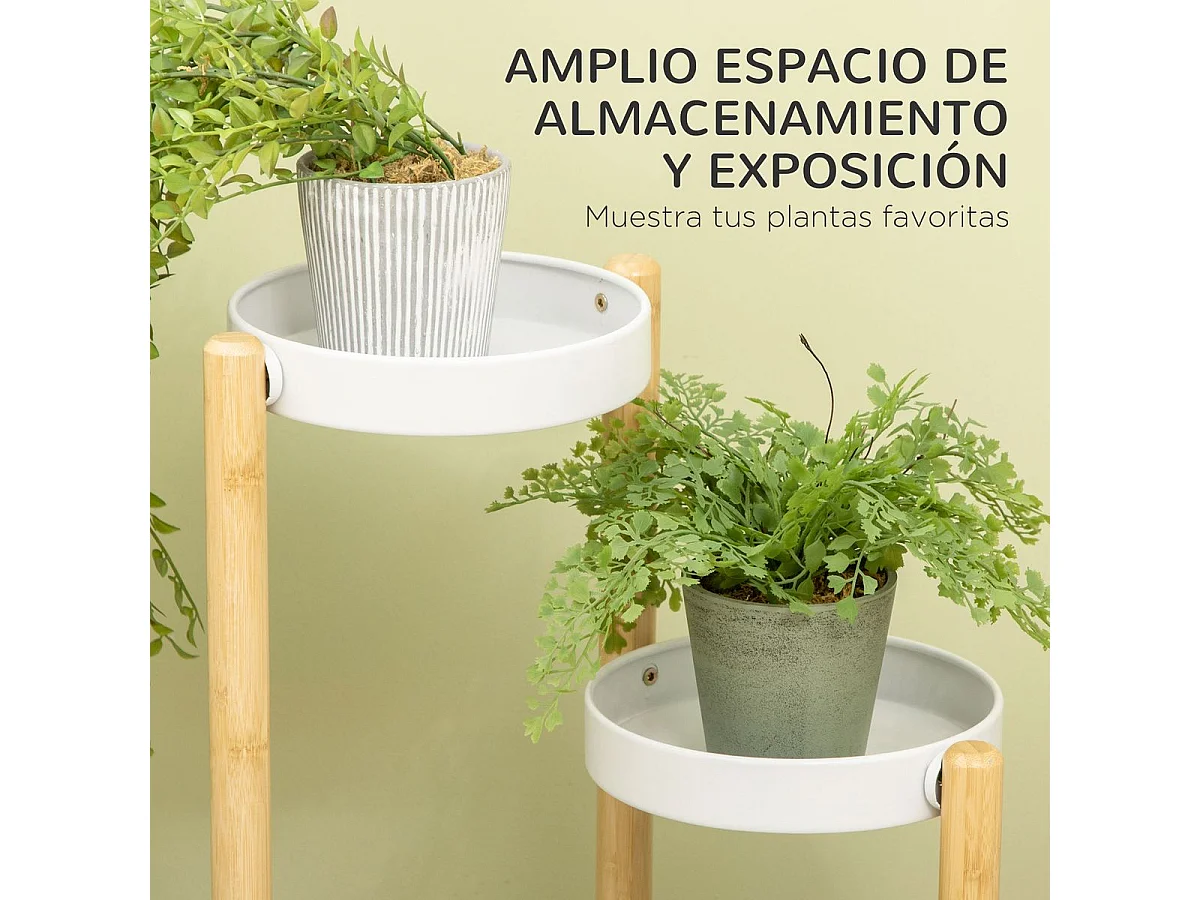 Soporte para plantas natural y blanco 28x28x80 cm Outsunny