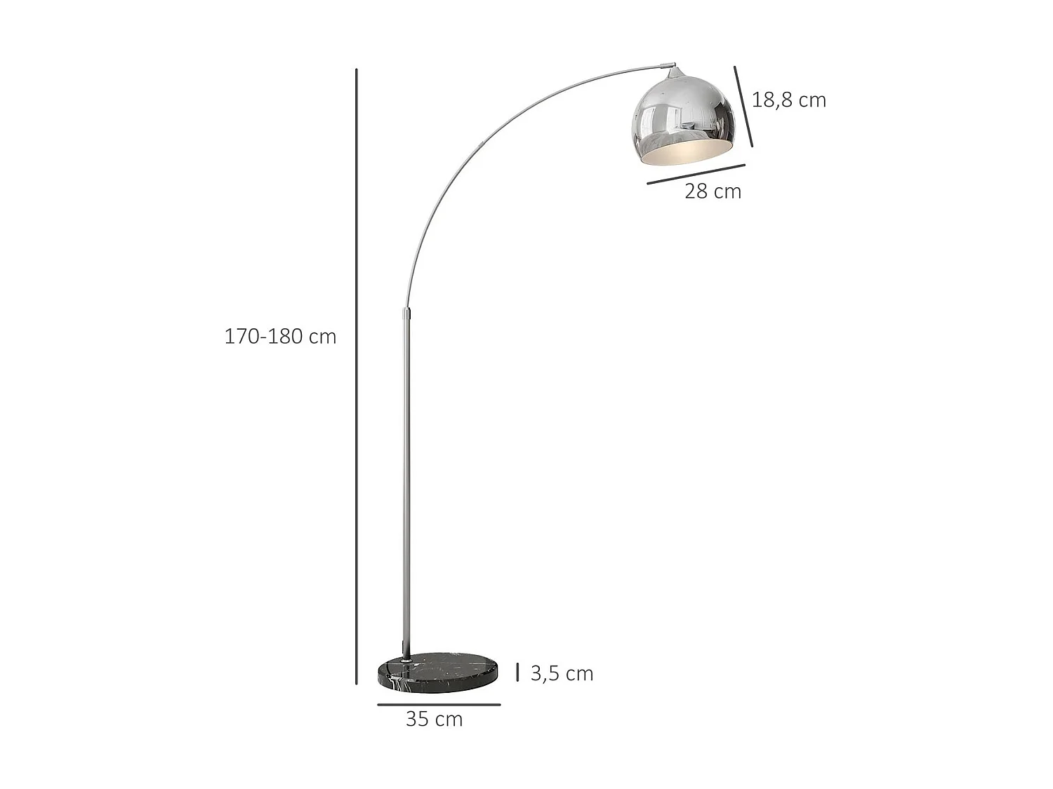 Lámpara de pie plata 115x30x180 cm HOMCOM