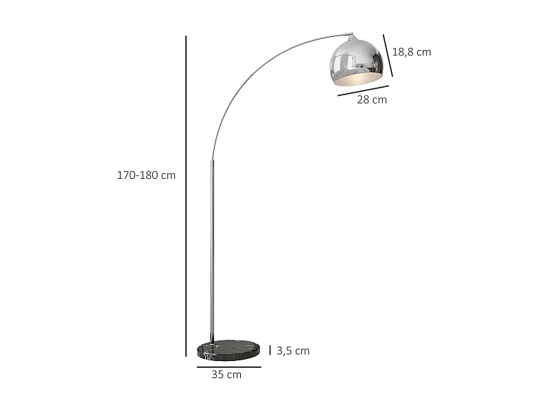 Lámpara de pie plata 115x30x180 cm HOMCOM