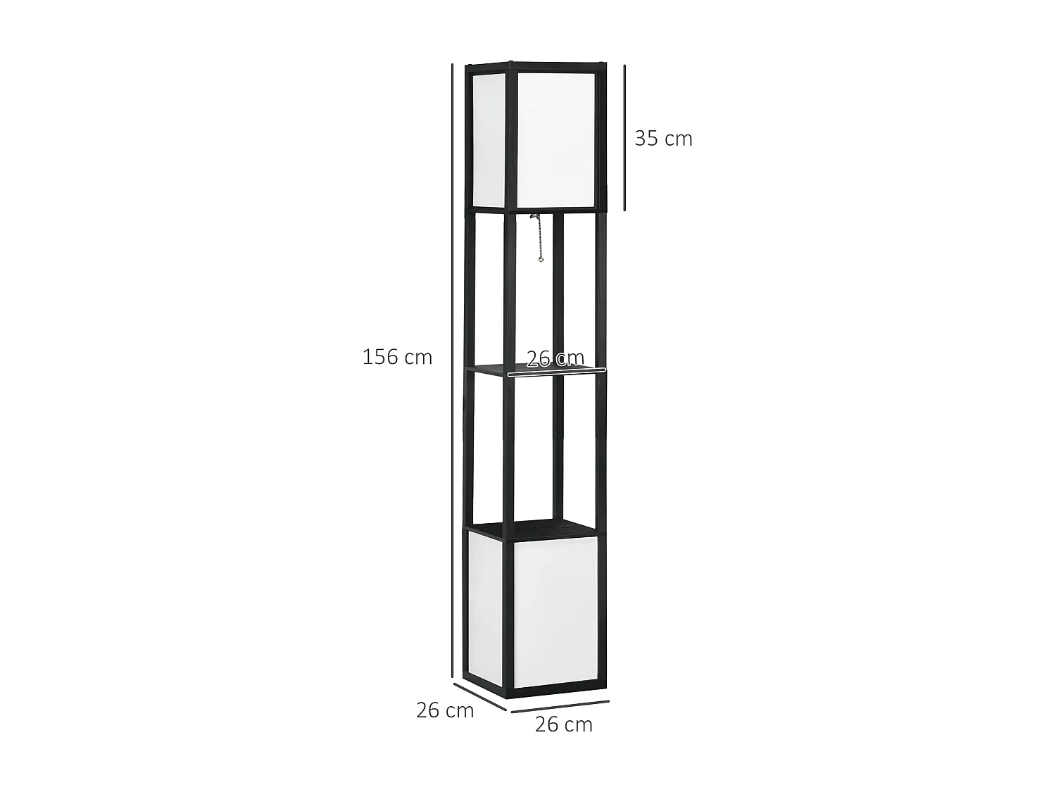 Lámpara de pie negro 26x26x156 cm HOMCOM