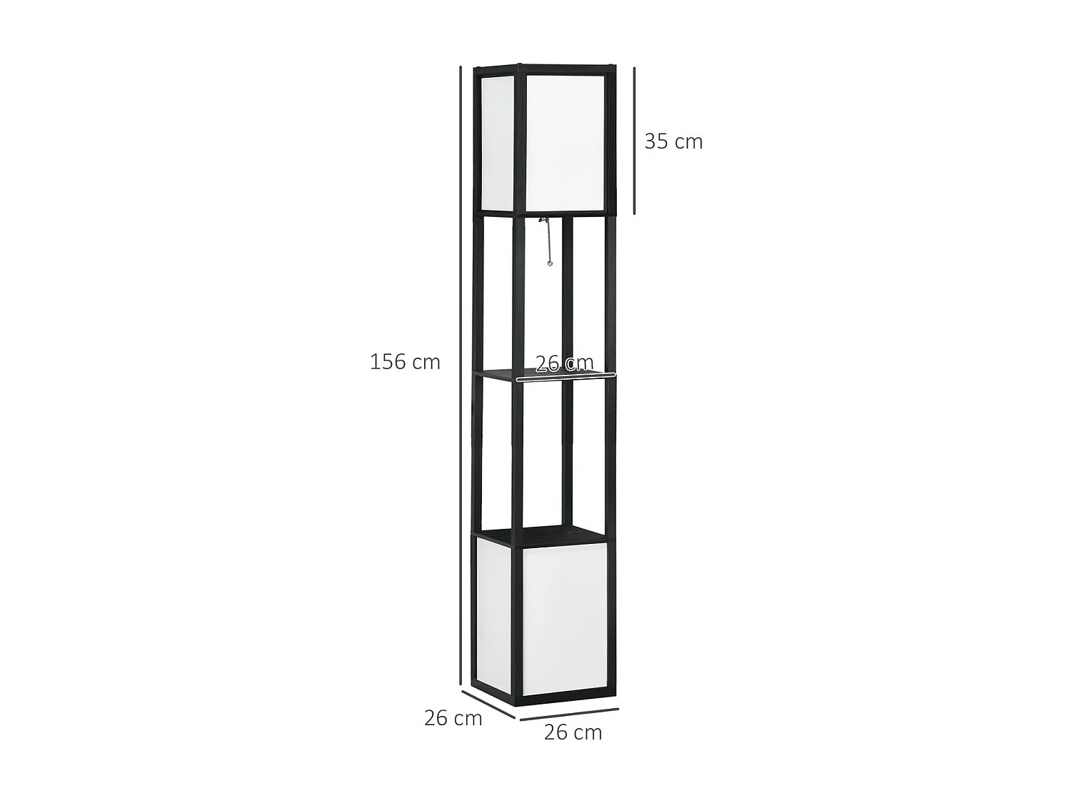 Lámpara de pie negro 26x26x156 cm HOMCOM
