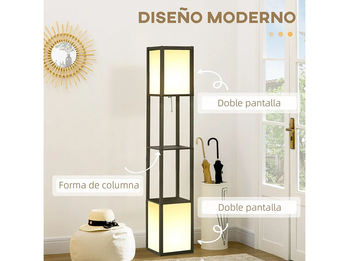 Lámpara de pie negro 26x26x156 cm HOMCOM