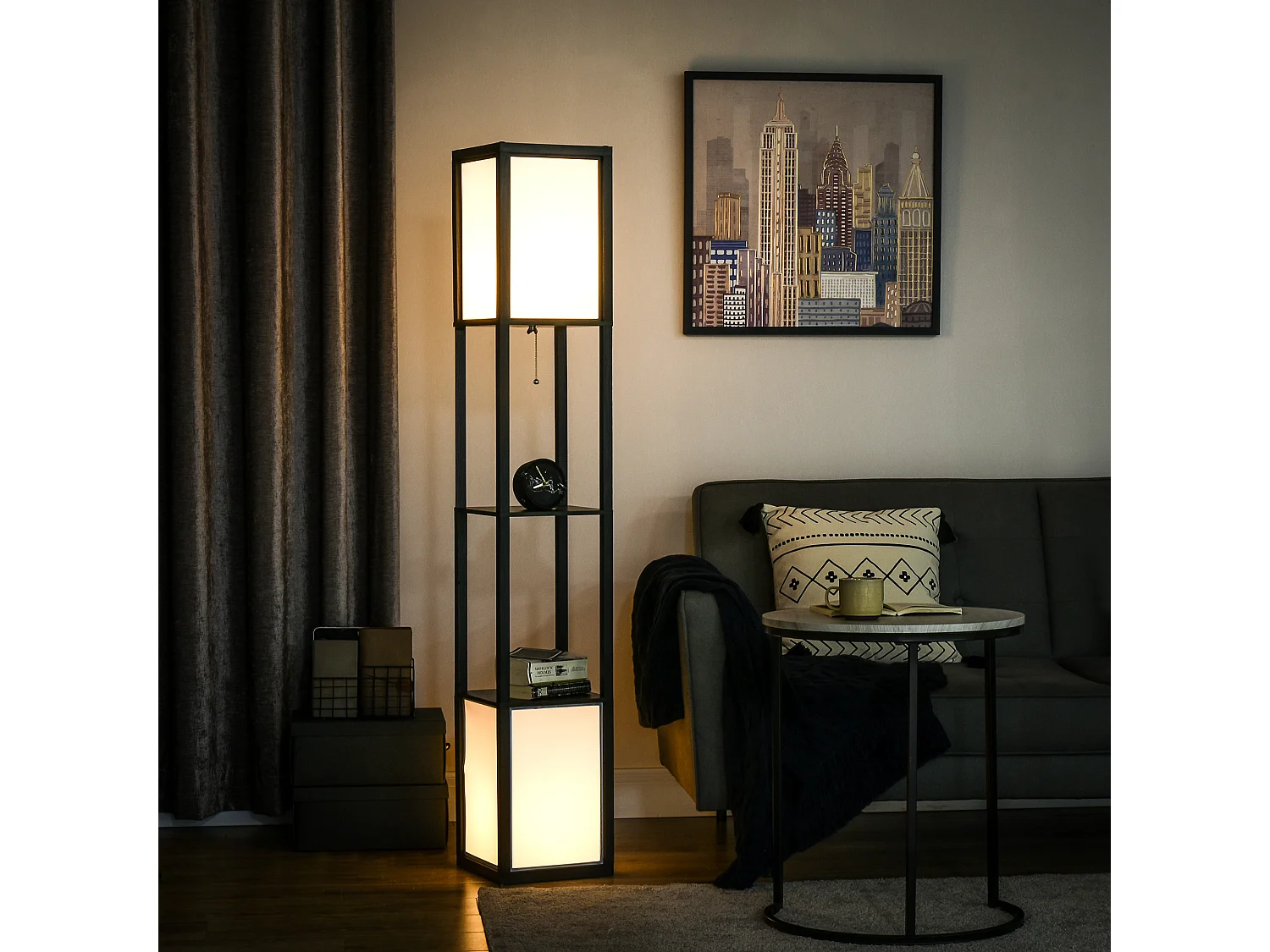 Lámpara de pie negro 26x26x156 cm HOMCOM