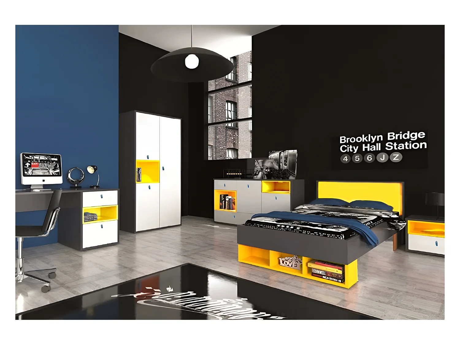 Chambre d'enfants Colors/Athracite&Jaune