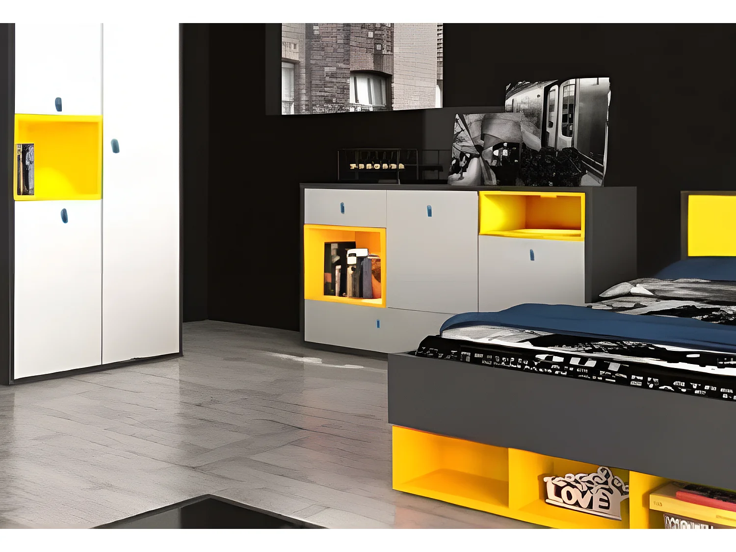 Chambre d'enfants Colors/Athracite&Jaune