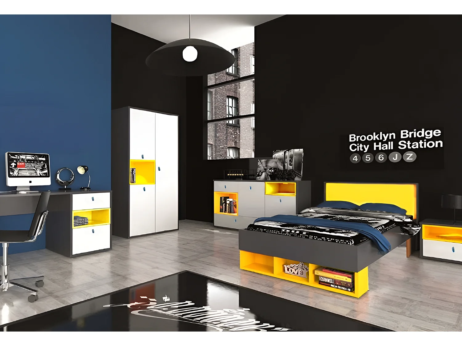 Chambre d'enfants Colors/Athracite&Jaune