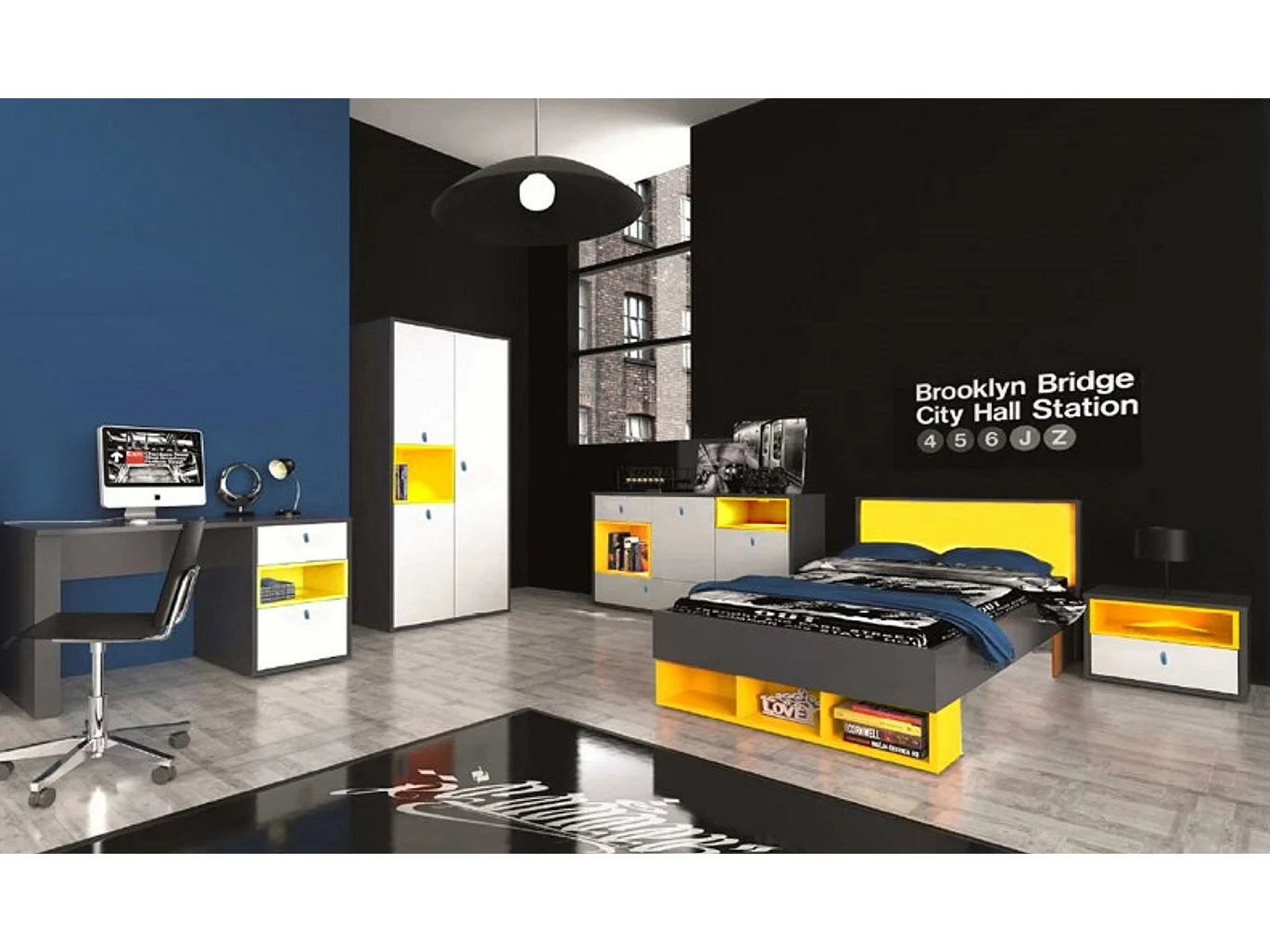 Chambre d'enfants Colors/Athracite&Jaune