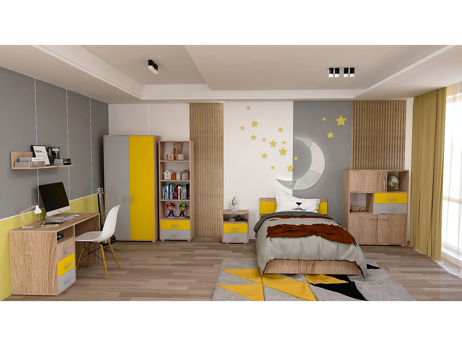 Chambre d'enfants Rino/brun&jaune