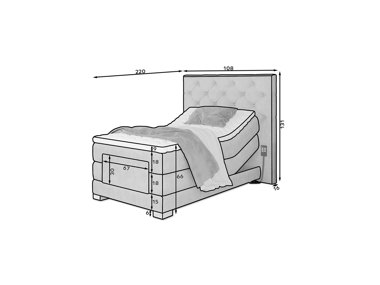 Box Spring Lit Chestic EL (180x200)/Tissu-Rose