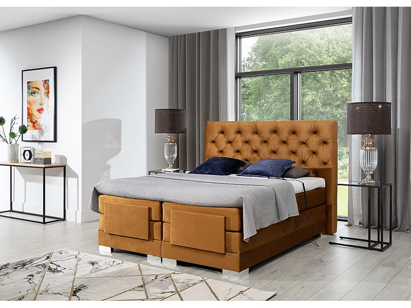 Box Spring Lit Chestic ES (140x200)/Tissu-Marron