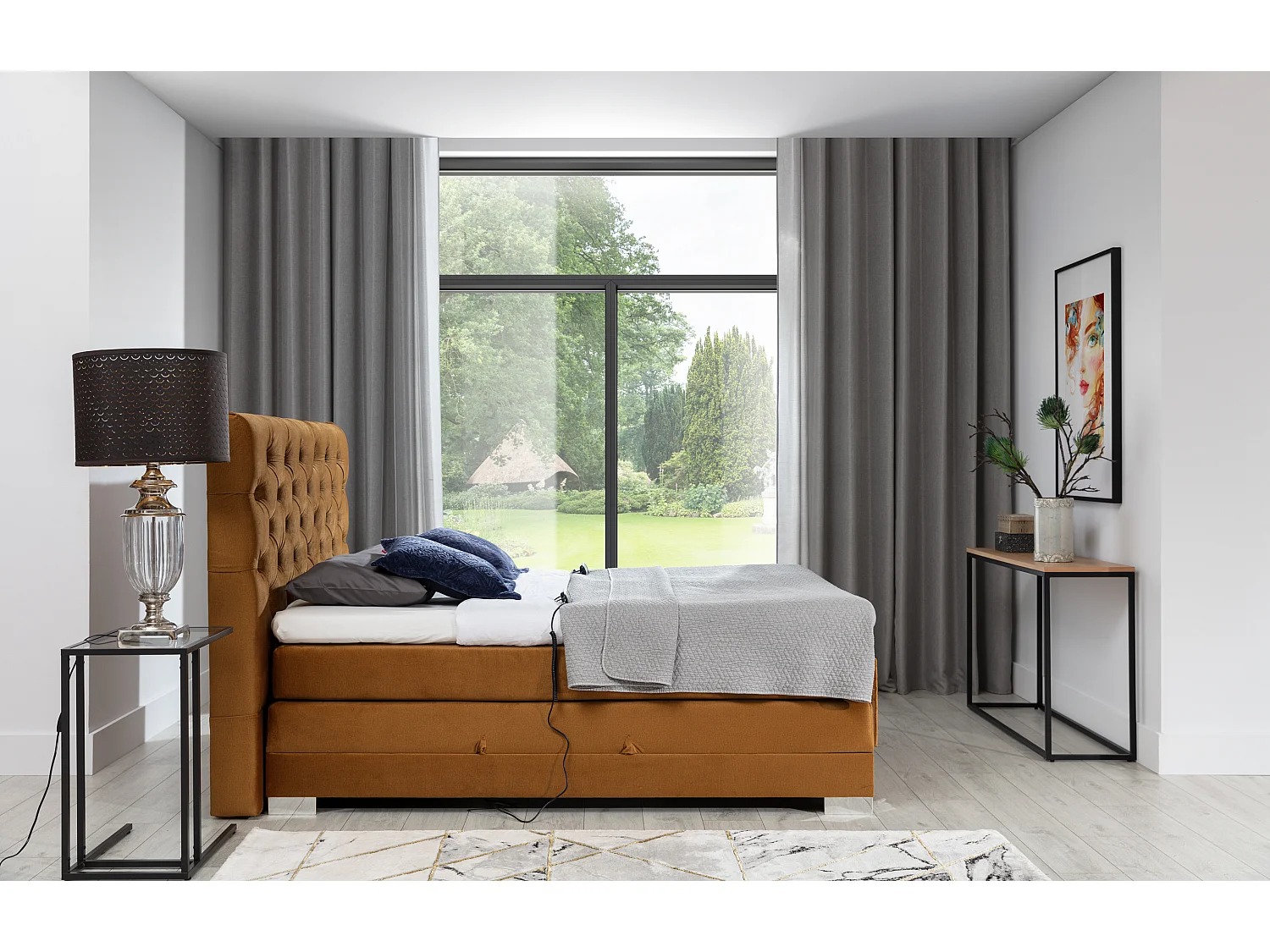 Box Spring Lit Chestic ES (140x200)/Tissu-Marron