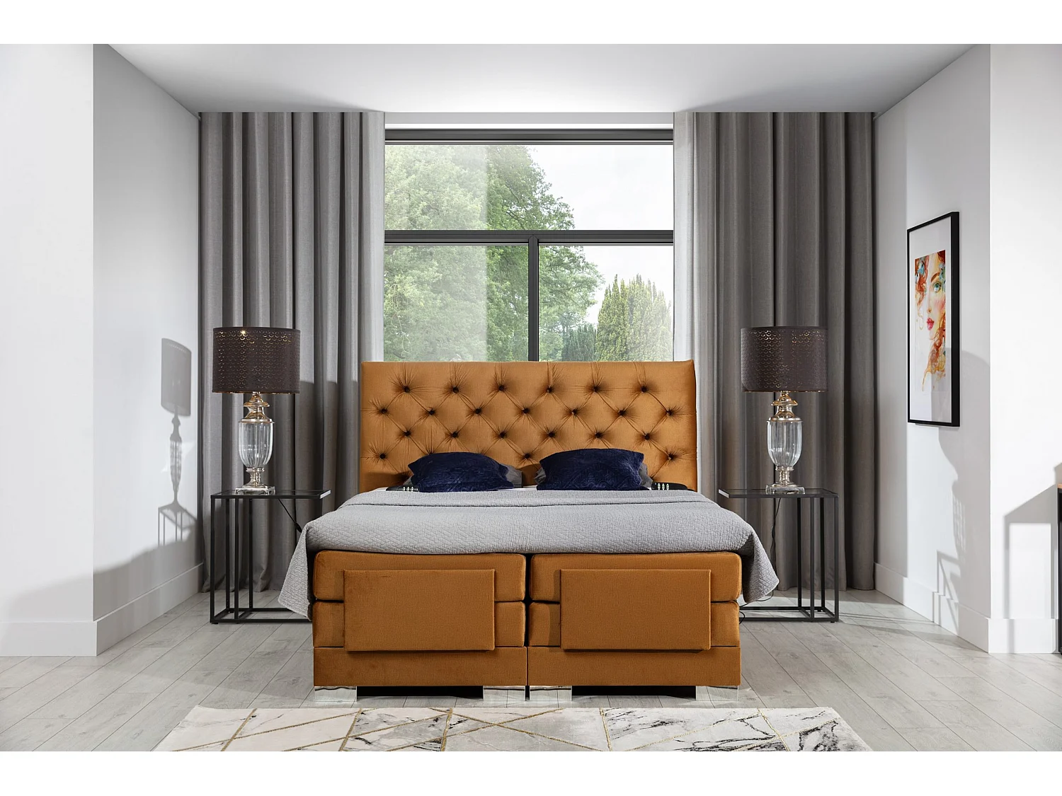 Boxspringbett Chestic ES (140x200)/Stoff-Grau