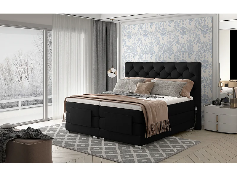 Box Spring Letto Chestic ES (140x200)/Tessuto-Nero