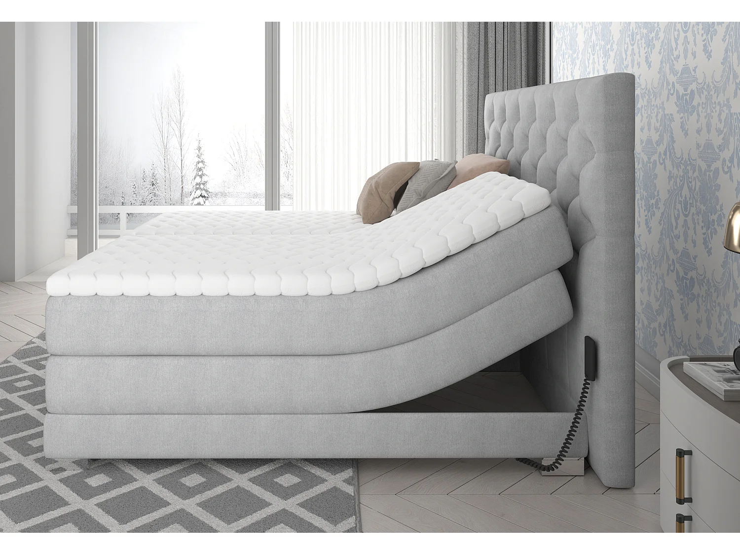 Boxspringbett Chestic ES (140x200)/Stoff-Schwarz