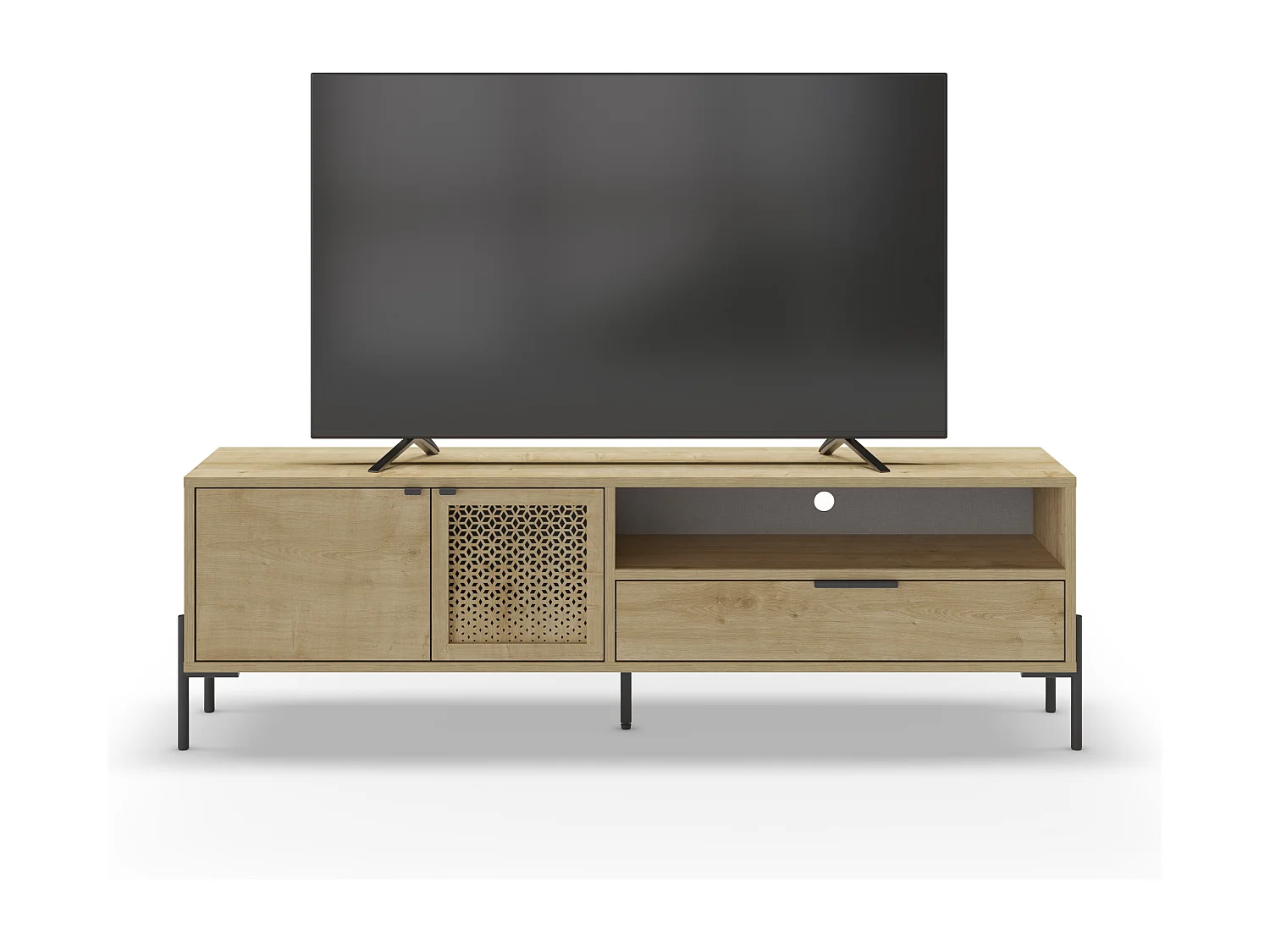 Meuble TV 2 Portes 1 Tiroir 1 Niche L160 cm - Inca