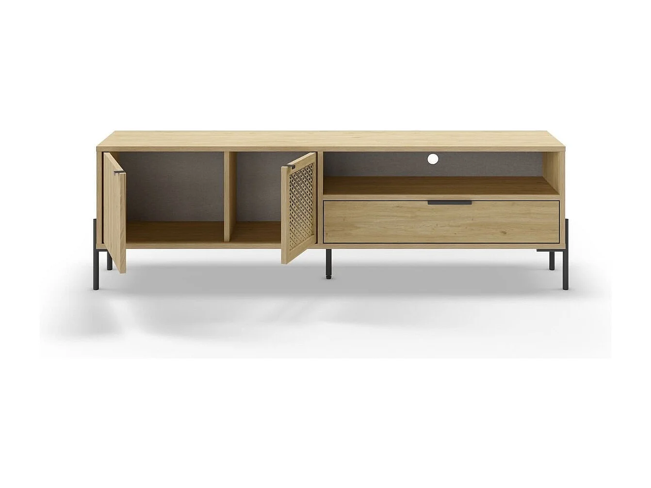 Meuble TV 2 Portes 1 Tiroir 1 Niche L160 cm - Inca