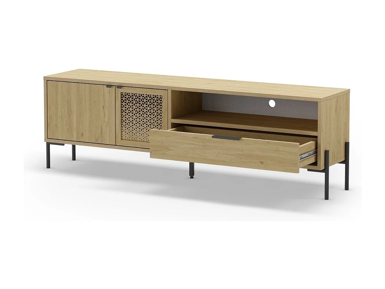 Meuble TV 2 Portes 1 Tiroir 1 Niche L160 cm - Inca