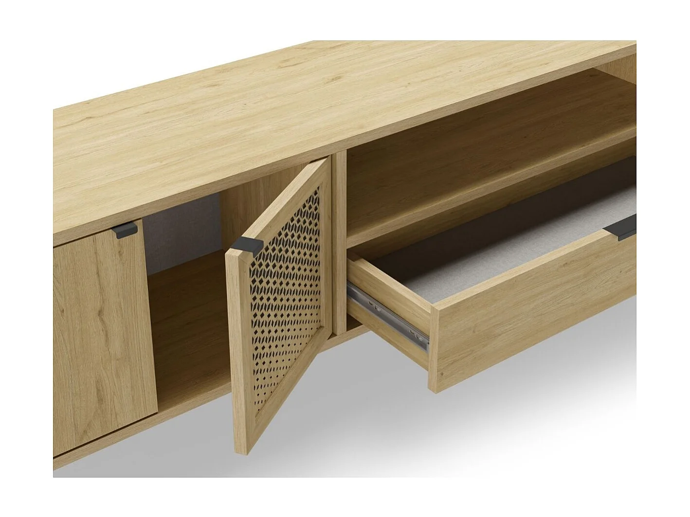 Meuble TV 2 Portes 1 Tiroir 1 Niche L160 cm - Inca