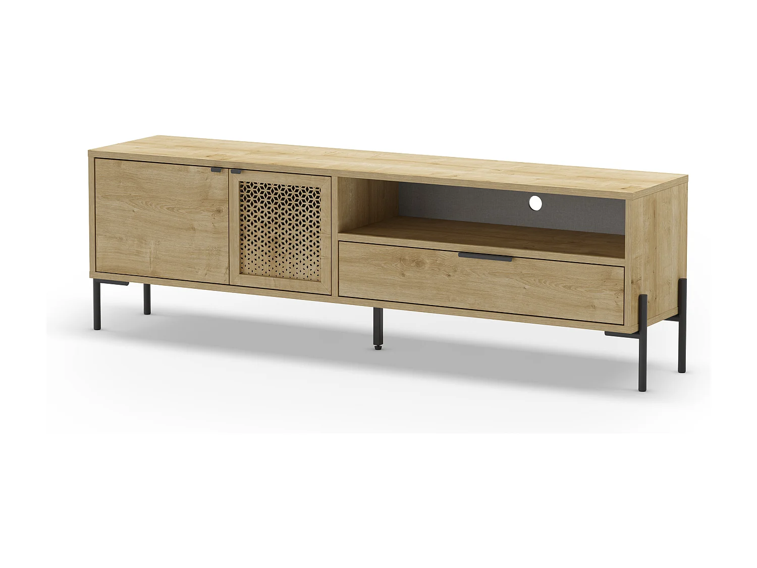 Meuble TV 2 Portes 1 Tiroir 1 Niche L160 cm - Inca