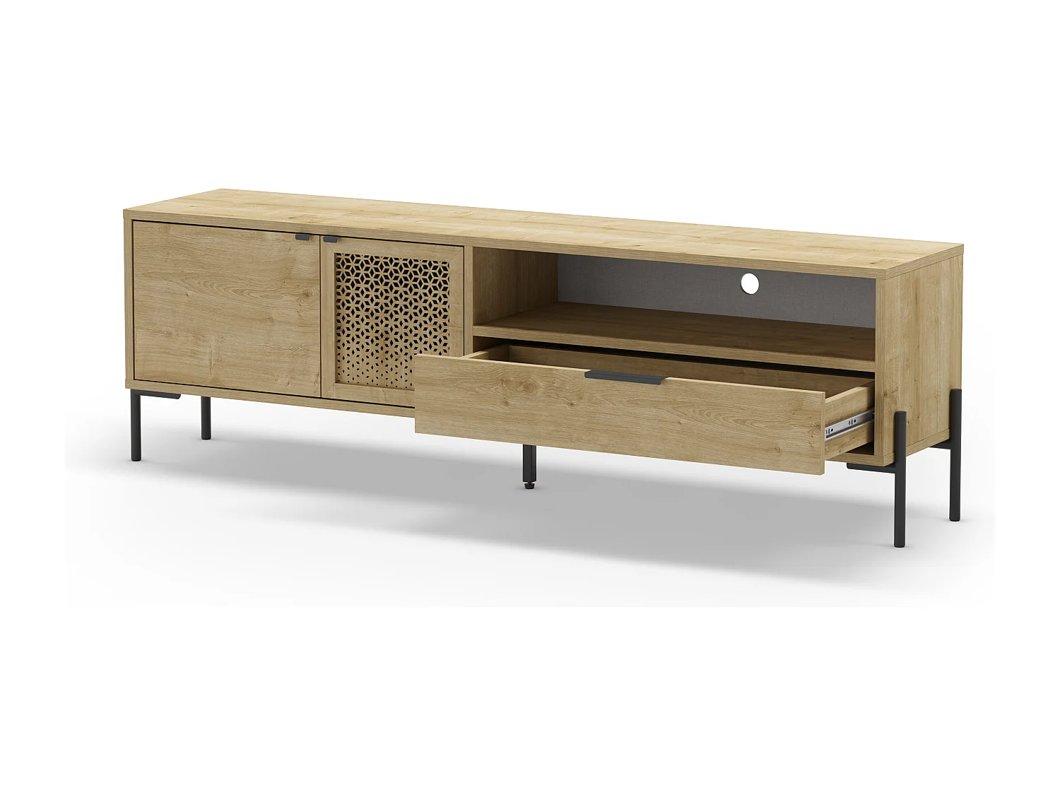 Meuble TV 2 Portes 1 Tiroir 1 Niche L160 cm - Inca